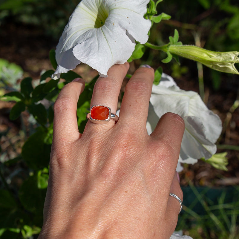 6.5 Carnelian Sterling Silver Ring (Size 6.5)