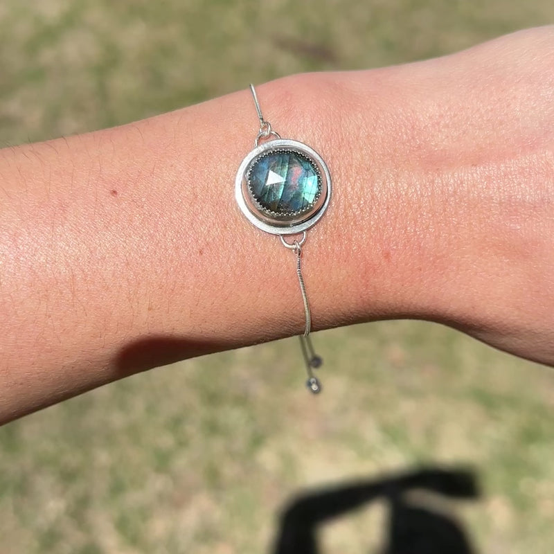 Labradorite Sterling Silver Slider Bracelet - 8.5"