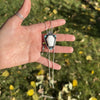 38" White Buffalo Coffin-Shaped Stone with Kingman Turquoise Sterling Silver Chain Bolo La Femme