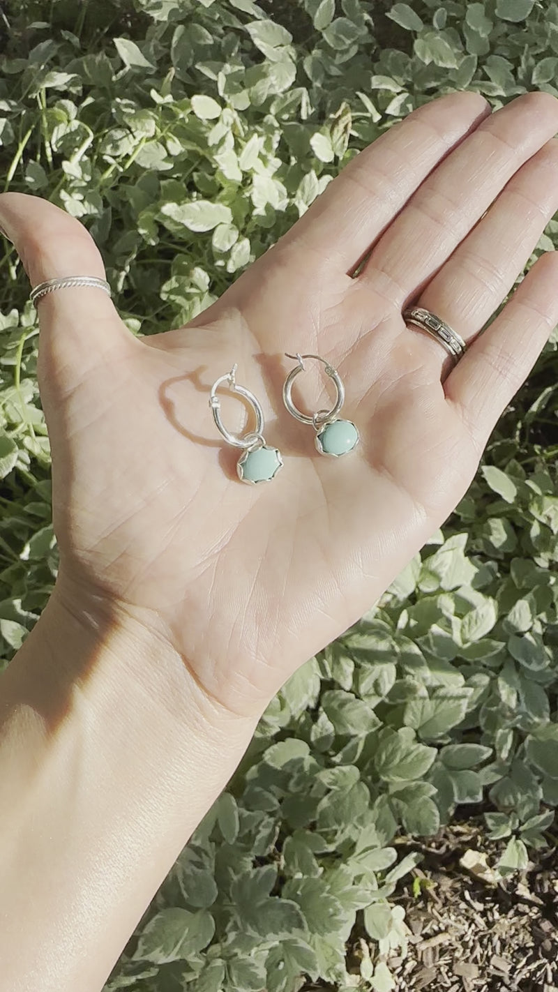 Turquoise Sterling Silver Mini Hoop Earrings