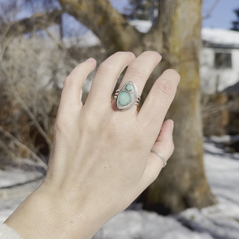 7.25 Desert Bloom Variscite Sterling Silver Ring (Size 7.25)