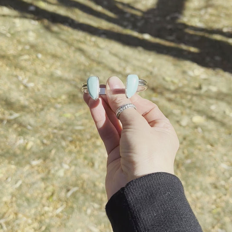 Campitos Turquoise Double Stone Sterling Silver Open Cuff