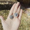 Labradorite Sterling Silver Stamped 7/8" Circle Earrings