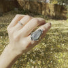 7.75 Labradorite Coffin Shaped Sterling Silver Statement Ring (Size 7.75)