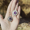 Amethyst Sterling Silver Stamped 1" Circle Earrings