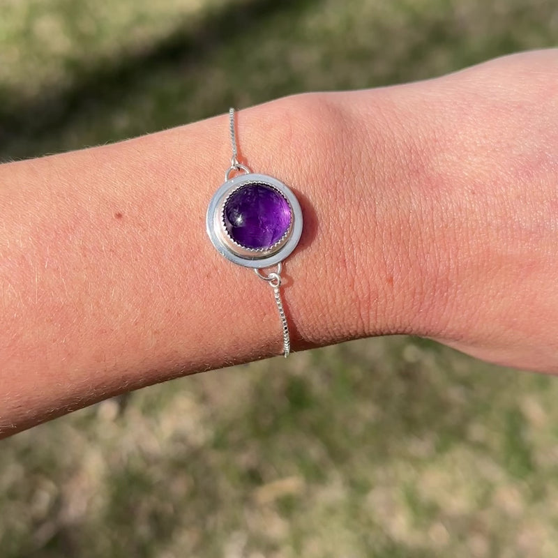 Amethyst Sterling Silver Slider Bracelet - 7.5"