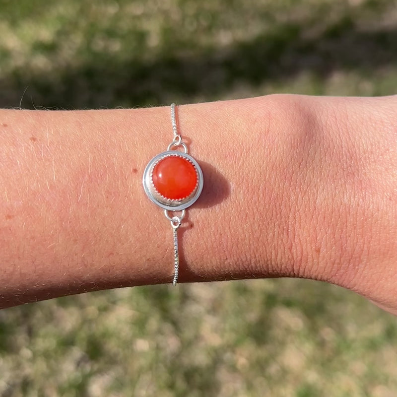 Carnelian Sterling Silver Slider Bracelet - 7.5"