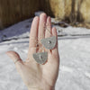 Half Oval Stamped Sterling Silver Earrings