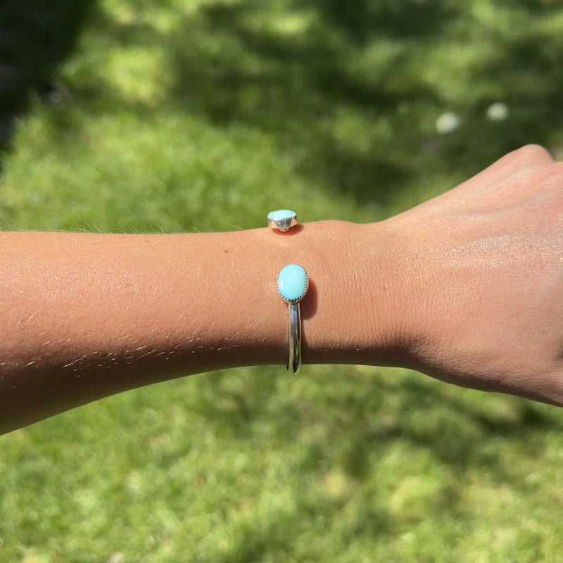 Sonoran Mountain Turquoise Double Stone Sterling Silver Open Cuff