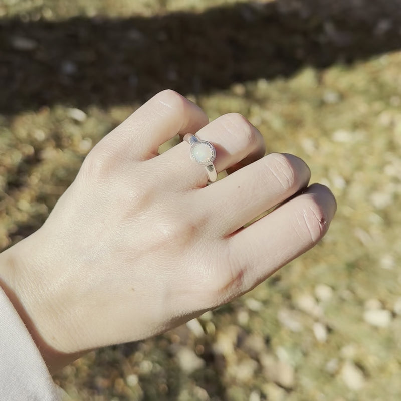 6.5 Opal Sterling Silver Stacking Ring (Size 6.5)