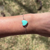 Chilean Turquoise Heart Sterling Silver Slider Bracelet -7.5"