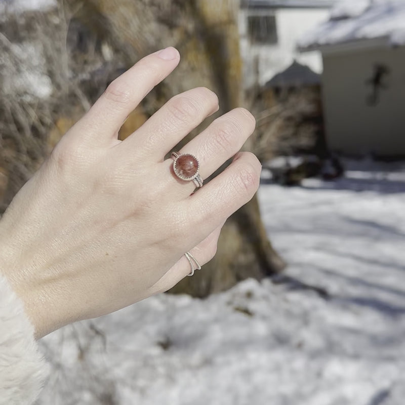 6.75 Strawberry Quartz Sterling Silver Ring (Size 6.75)